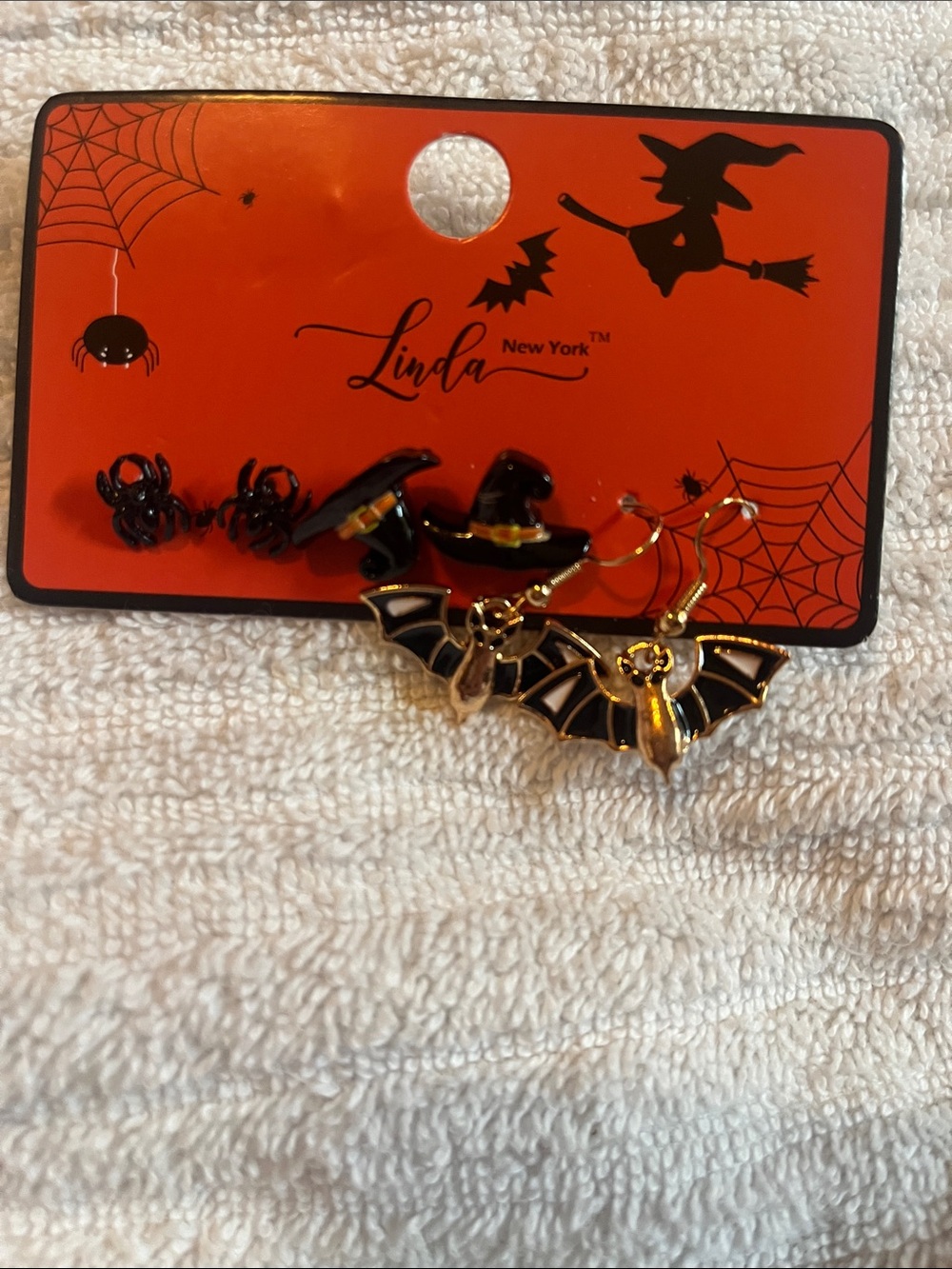 Halloween Bat Dangle Earrings - Black